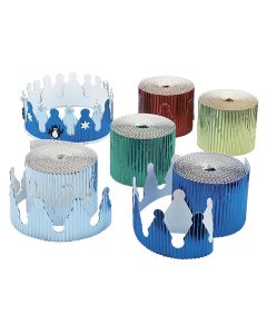 Bordette Metallic Crown Corrugated Card Border Rolls - 63mm x 10m - Pack of 5