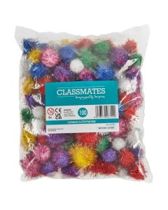 Classmates Glitter Pom Poms - Pack of 100
