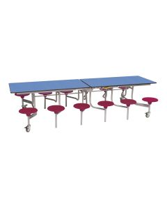 Secondary Rectangular 12 Seater Dining Tables - Wine Seat/Blue Top