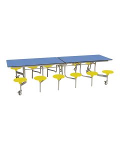 Secondary Rectangular 12 Seater Dining Tables - Yellow Seat/Blue Top