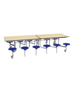 Primary Rectangular 12 Seater Tables -  Maple Top/Blue Seat