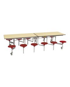 Primary Rectangular 12 Seater Tables -  Maple Top/Red Seat