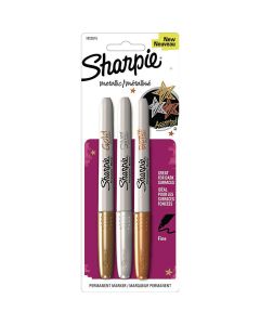Sharpie Permanent Marker Metallic Fine Tip - Pack of 3