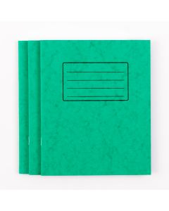 8" x 6.5" Exercise Book 80P- 8mm Ruled/Margin- Green- PK 100