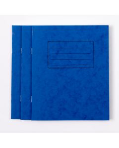 8" x 6.5" Exercise Book 64- 8mm Ruled/Margin- Blue - Pk 100