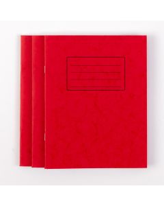 9" x 7" Exercise Book 96 Page- 8mm Ruled/Margin- Red- Pk 50