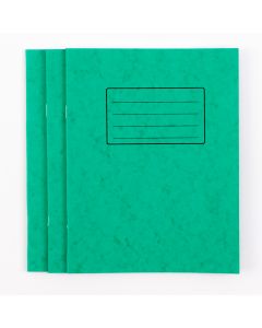 9"x7" Exercise Book 48 Page- 8mm Ruled/Margin- Green- Pk 100