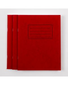 9"x7" Exercise Book 120 Page- 8mm Ruled/Margin- Red- Pk 50