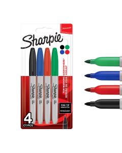 Sharpie Permanent Marker - Fine Tip - Assorted - Pack of 4