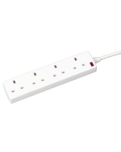 White Four-Way Extension Lead - 2m