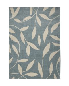 Pastel Leaf Print Rug - Blue - 120 x 170cm