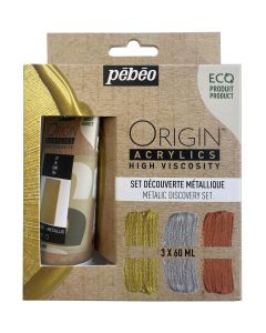 Pebeo Origin Acrylics Discover Set - 3 x 60ml - Metallic