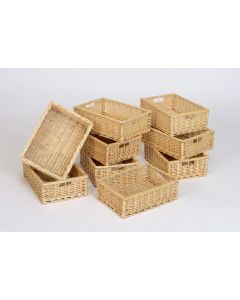 Wicker Shallow Baskets - Pack of 9