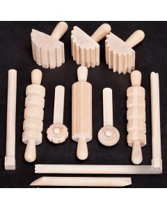 WOODEN DOUGH TOOL SET (12 PACK)