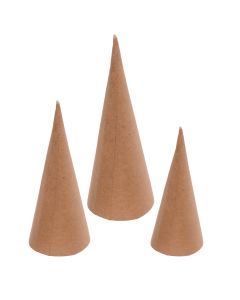 Papier-Mache Cones - 8 - 10 & 12 cm - Pack of 30
