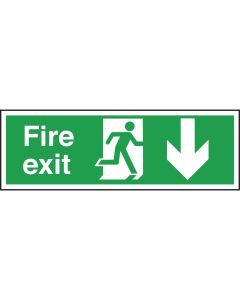 Safety Signs - Fire Exit Ahead Arrow - 150 x 450mm PVC