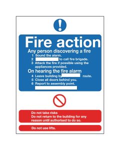 Safety Signs - Fire Action - 210 x 148mm PVC