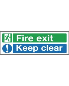 Safety Signs - Fire Exit Keep Clear - 150 x 450mm PVC