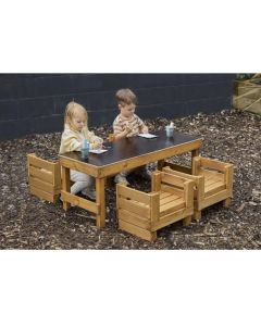 Slim Crate Chalk Table With Crate Seats