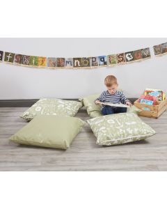 Wipeable Vinyl Woodland Floor Cushions (4Pk)