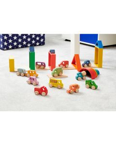 Rainbow Wooden Vehicles Set 12Pk