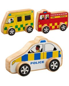 Wooden Emergency Vehicles Set 3Pk