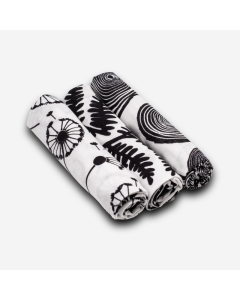 Sensory Plant Print Monochrome Muslins 3pk