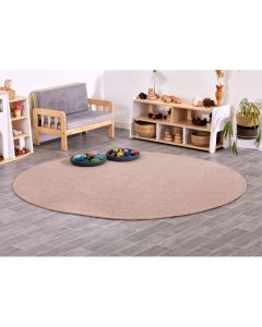 Large round rug in brown