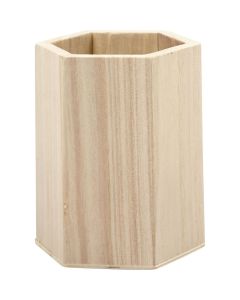 Hexagonal Wood Pencil Holder