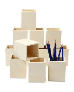 Square Wood Pencil Holder