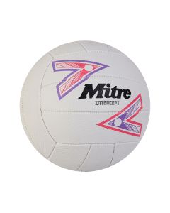Mitre Intercept Match Netball - White/Purple/Pink - Size 4