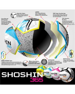 SHOSHIN 365 Training Football-White/Blue/Yellow-Size 1