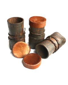 Wooden Pot With Skin Lid