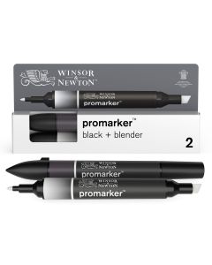Winsor & Newton Promarker - Black & Blender - Pack of 2