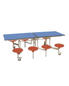 Secondary Rectangular 8 Seat Table Blue Top Red Seat