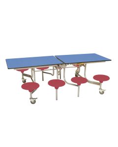 Primary Rectangular 8 Seat Table Blue Top Wine Seat