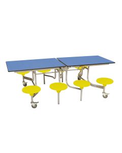 Secondary Rectangular 8 Seat Table Blue Top Yellow Seat