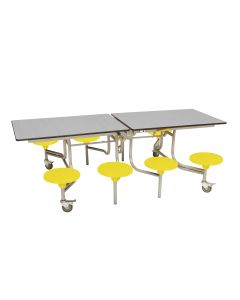 Secondary Rectangular 8 Seat Table Grey Top Yellow Seat