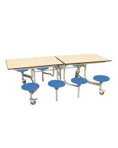Primary Rectangular 8 Seat Table Blue Top Wine Seat