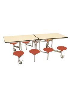 Secondary Rectangular 8 Seat Table Maple Top Red Seat