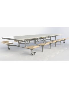 12 Seat Primo Mobile Folding Table with Seats - White