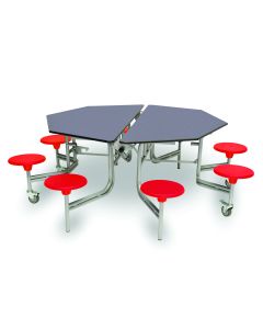 Mobile Folding Table 8 Seat Height 685mm Blue Grey/Red Seat