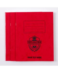  9"x7" Exercise Book 120P - 8mm Ruled With Margin- Red