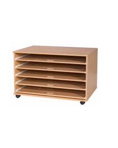 Mobile Paper Storage Unit with Sliding Shelves