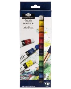 Acrylic Paint Set - Pack of 12 with 2 Brushes