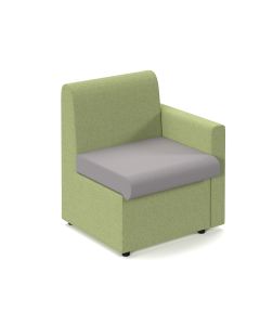Alto Modular Reception Seating with Left Hand Arm - Green/Grey
