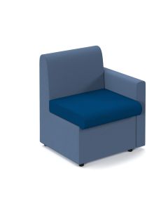 Alto Modular Reception Seating with Left Hand Arm - Blue/Dark Blue