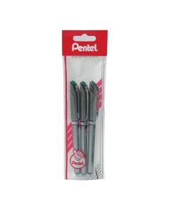 Pentel Energel Plus Metal Rollerball Pens - Green - Pack of 3