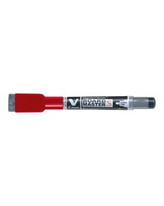 PILOT V-Board Marker with Eraser-Extra Fine Tip-Pk 10-Red