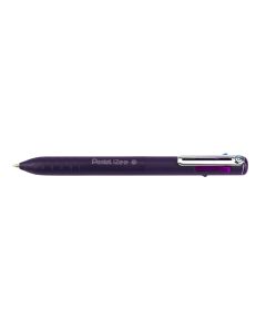 Pentel 4Colour Retractable Ballpoint Pen-Purple Barrel-Pk 12